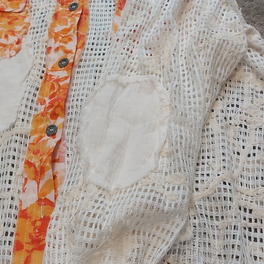 POL Tangerine and White With Floral Crochet Detail NWOT - Picture 7 of 7